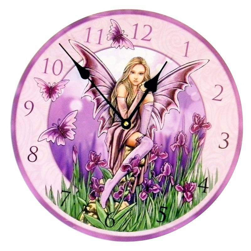 Purple Fairy Fantasy Art Wall Clock by Lisa Parker