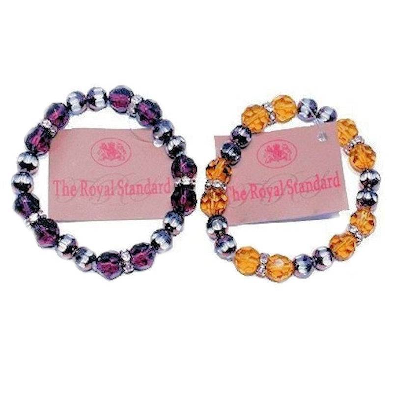 Glittering Beaded Stretch Bracelet with Crystal Spacers
