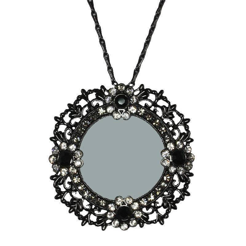 Black or Red Crystal Magnifying Glass Necklace