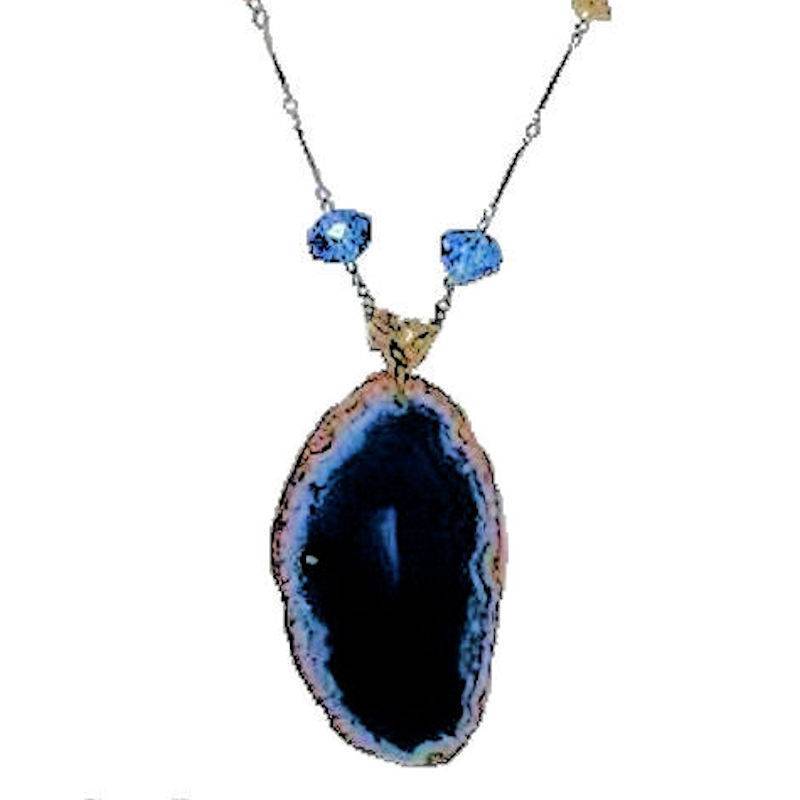 Necklace Blue Genuine Gemstone Pendant by I Love Bracelets - $30.00