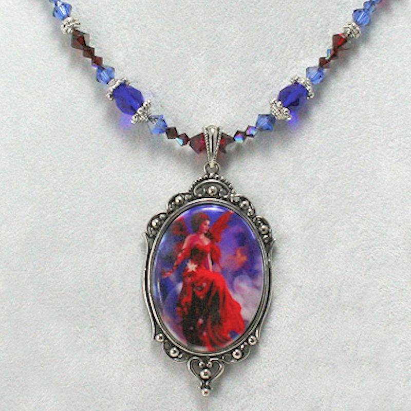 Crimson Lily Fairy Necklace by Nene Thomas
