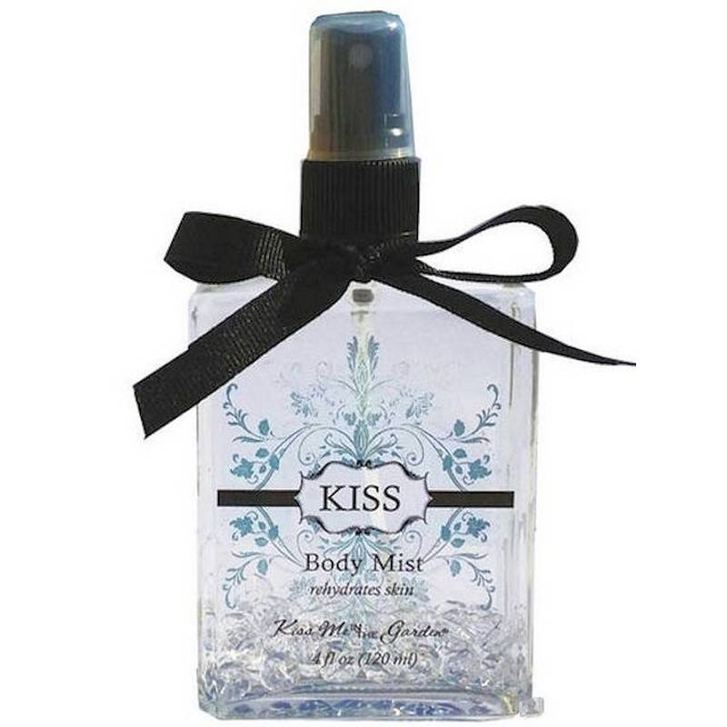 Body Mist with Crystals 4 oz Glass Spray Bottle Kiss Fragrance